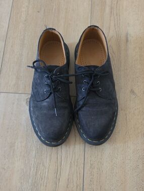 Dr. Martens Men's Black Suede 3-Eye Derby Shoes